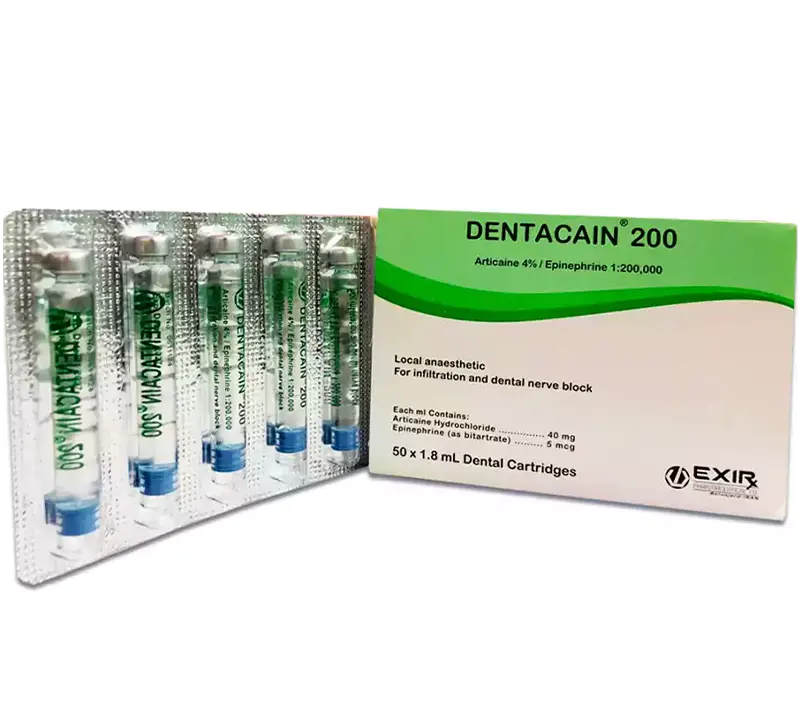 کارپول بی حسی دندانپزشکی 4% دنتاکائین اکسیر (آرتیکائین)